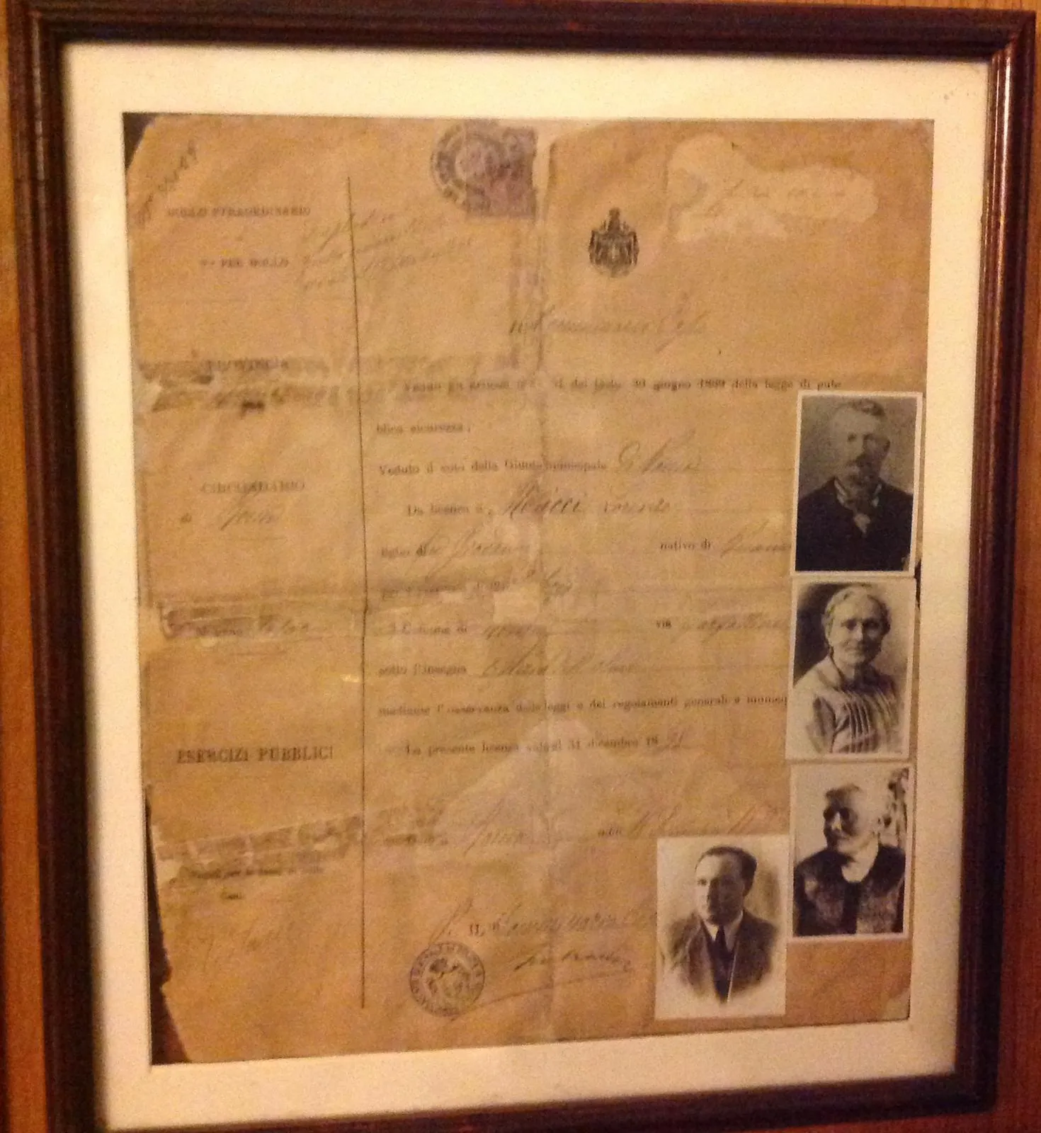 Licenza con cui Lorenzo e Clorinda aprirono il ristorante nel 1887