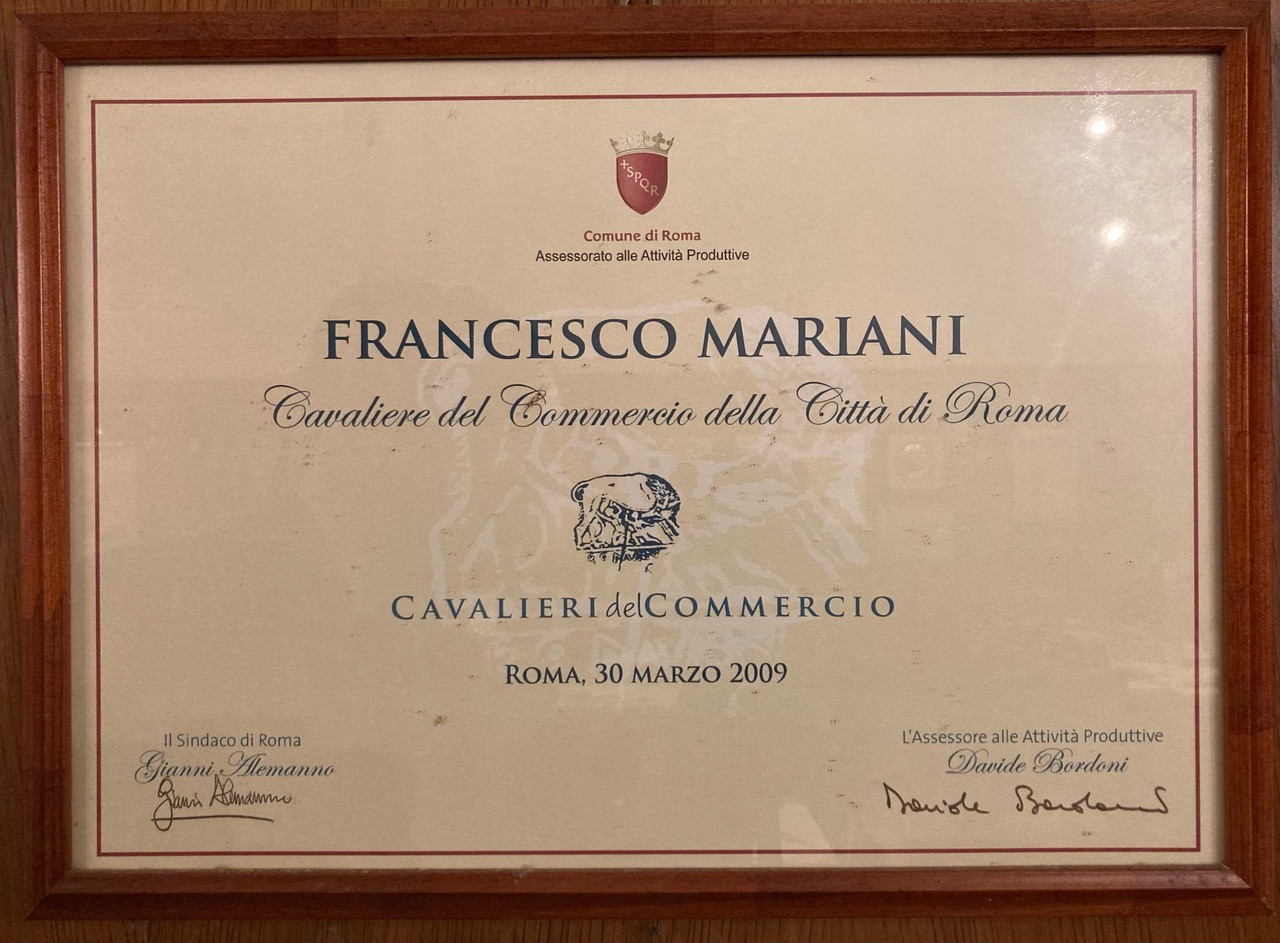 2009 Premio Cavaliere del commercio citta di Roma 